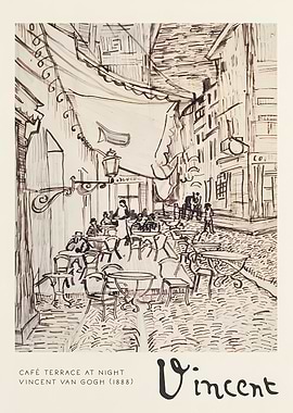 Caf Terrace at Night Sket