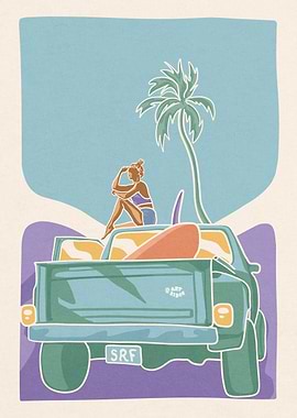 Surf truck girl palms