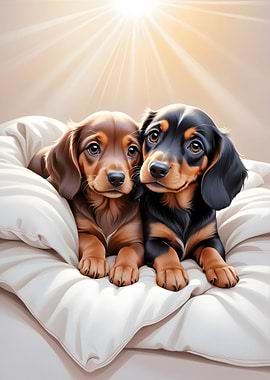 Dachshund Puppies Poster