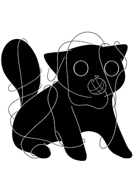 Black cat full of knots