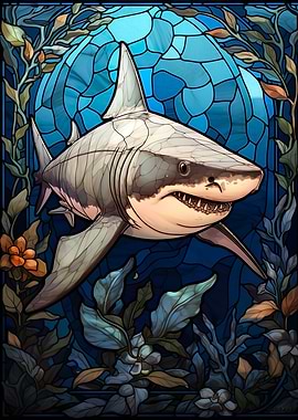 White Shark Stained Glass