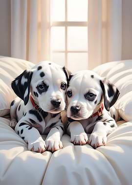 Dalmatian Puppies Poster