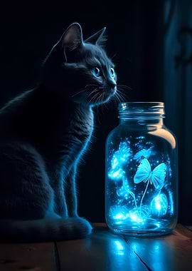 Cat Butterfly Jar
