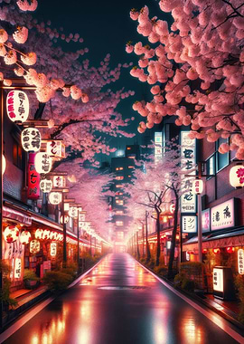 Neon Glow of Sakura Street