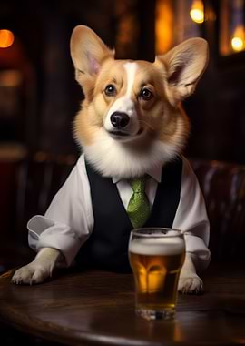 Corgi Dog in the Bar