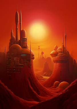 Futuristic city on Mars