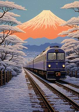 Train Japanese Painting