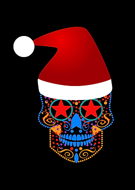 New Year skull icon with d