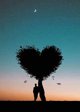 Man Leaning on Heart Leaf