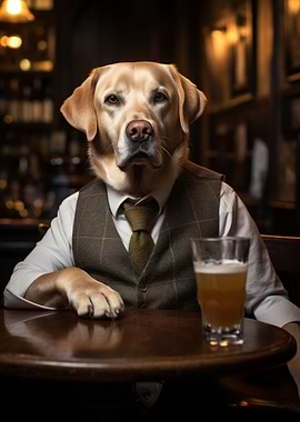 Yellow Labrador in the Pub