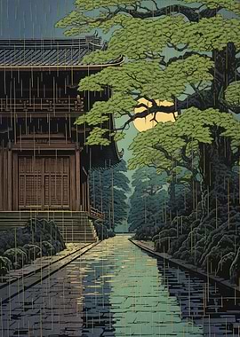 Rain Japanese Painting