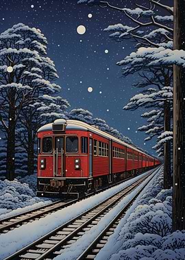 Train Japanese Painting