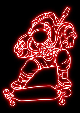 astronaut play skateboard