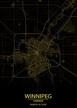 Winnipeg Yellow Black Map