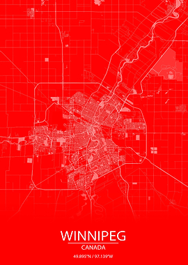 Winnipeg CA Red City Map