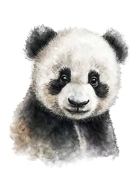 Baby Panda Watercolor Art