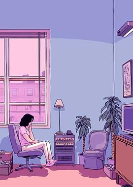 Alone Lofi Pink Retro