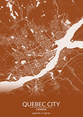 Quebec City Brown City Map