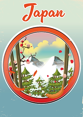 Japan vintage travel logo