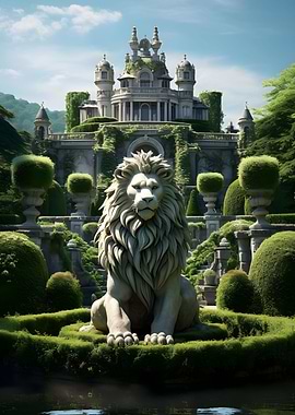 Realistic Topiary Art Lion