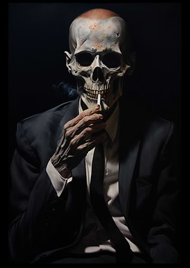 men skeleton smoking