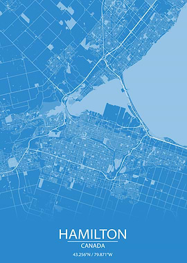 Hamilton Ontario Blue Map