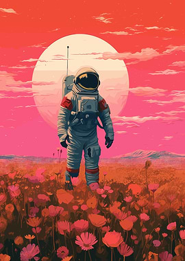 Astronaut Painting Flower