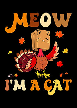 Cat Funny Retro Turkey