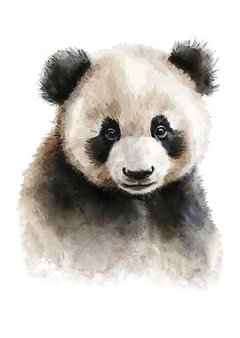 Baby Panda Watercolor Art