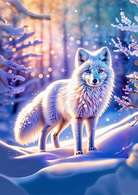 Arctic fox in winter scene