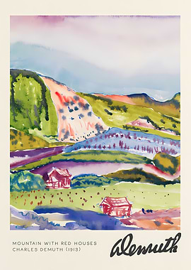 Mountain with Red Houses