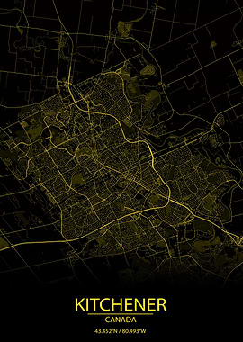 Kitchener CA Yellow Map