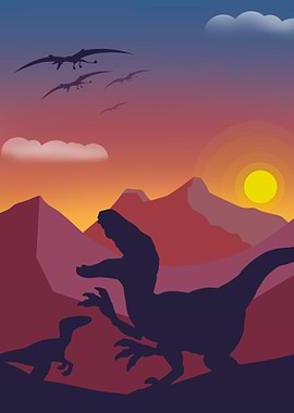Dinosaurs landscape bg
