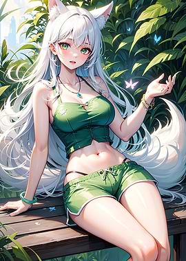 White Anime Fox Girl