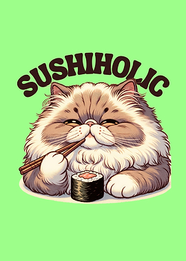 Persian cat sushi lover
