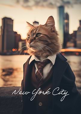 New York City Cat in Suit