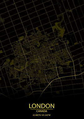 London Ontario Yellow Map