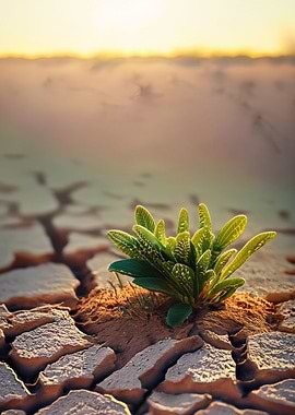plant growing in a desert