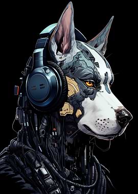 Wild Dog with Headphones