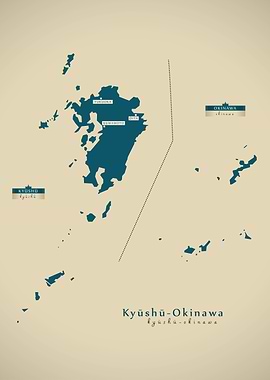 Kyushu Okinawa Japan map