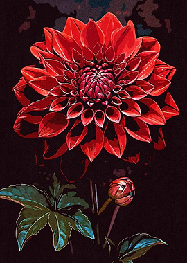 Red Flowers Vintage