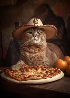 Kitten Cowboy Loves Pizza