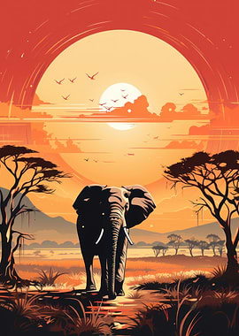 Elephant in savannah