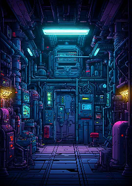 Scifi Space Ship Pixel Art