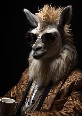 funky llama in suit