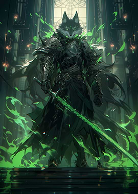 Green Blade Ninja Wolf