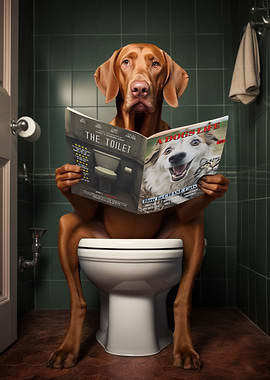 Vizsla on the Toilet