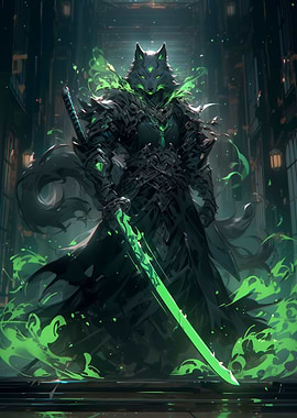 Green Blade Warrior Wolf