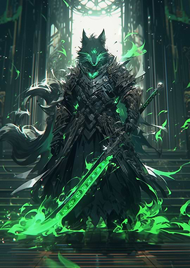 Green Blade Ronin Wolf