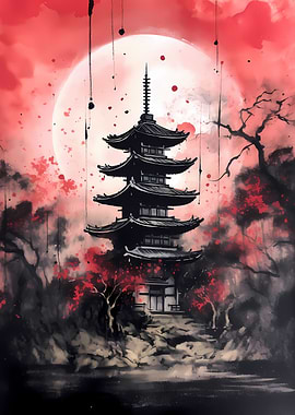 Japanese ink wash art